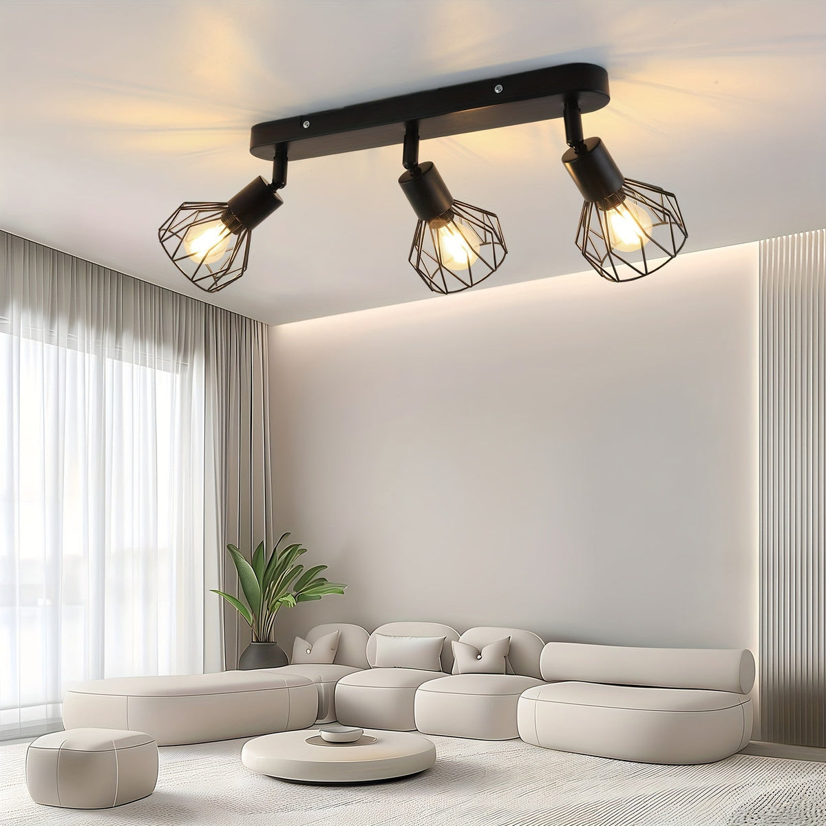 Vintage 3-Light Cage Spotlight