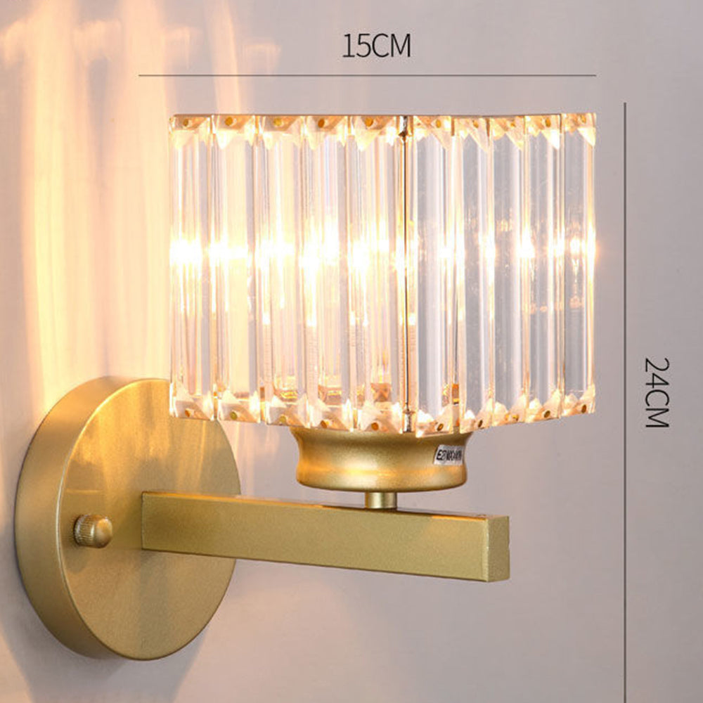 Modern Glass & Iron Wall Sconce, Crystal