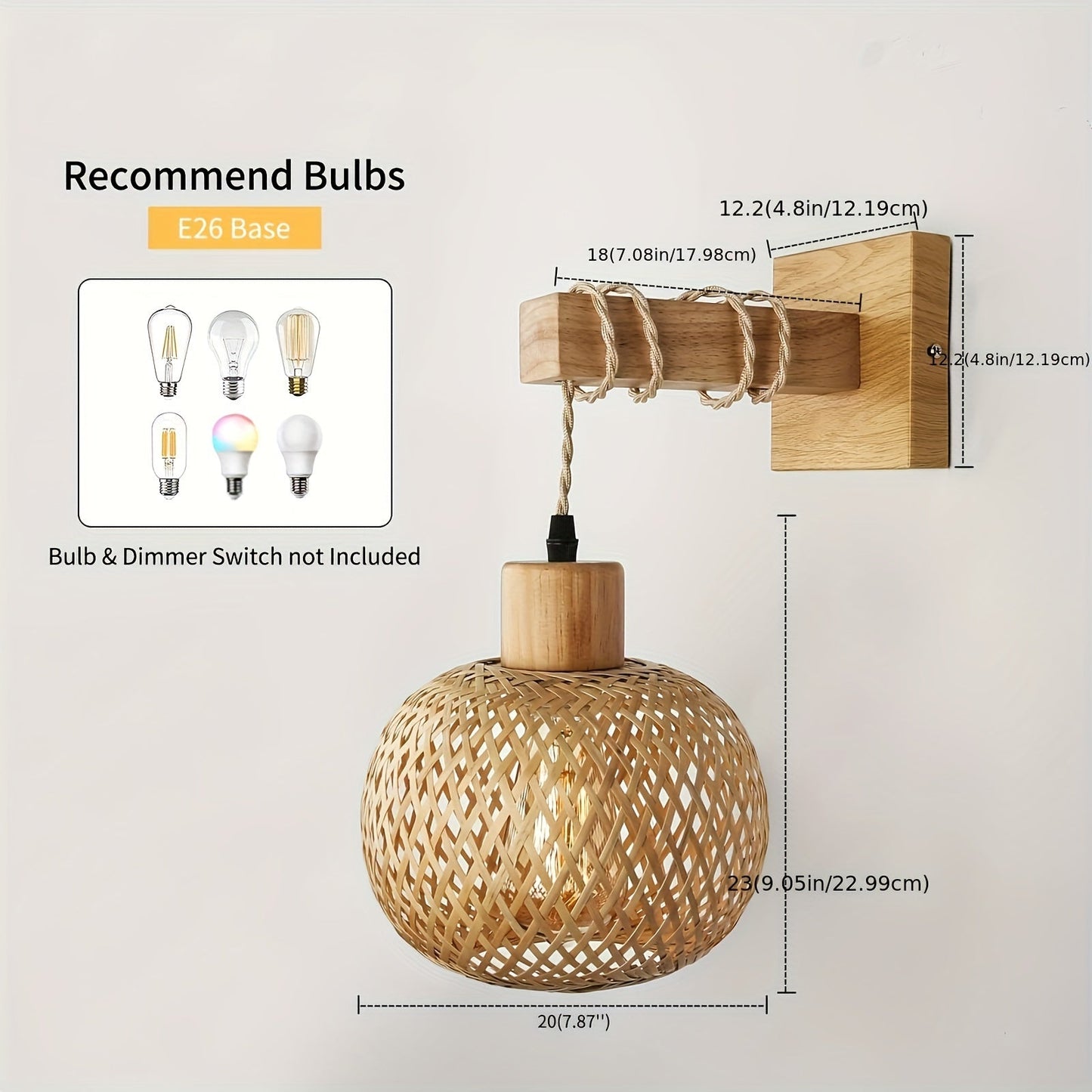 Rattan & Wood Wall Sconce
