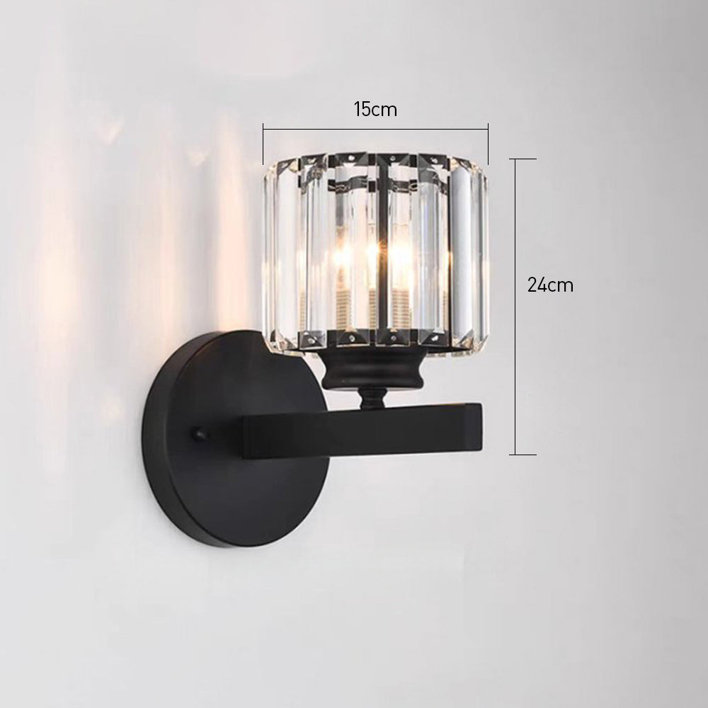 Modern Glass & Iron Wall Sconce, Crystal