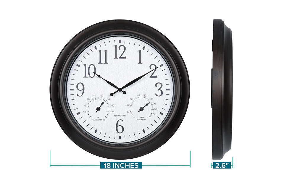 18" Atomic Outdoor Clock with Thermometer