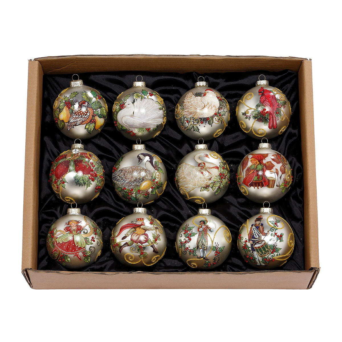 12 Days of Christmas Glass Ornament Set