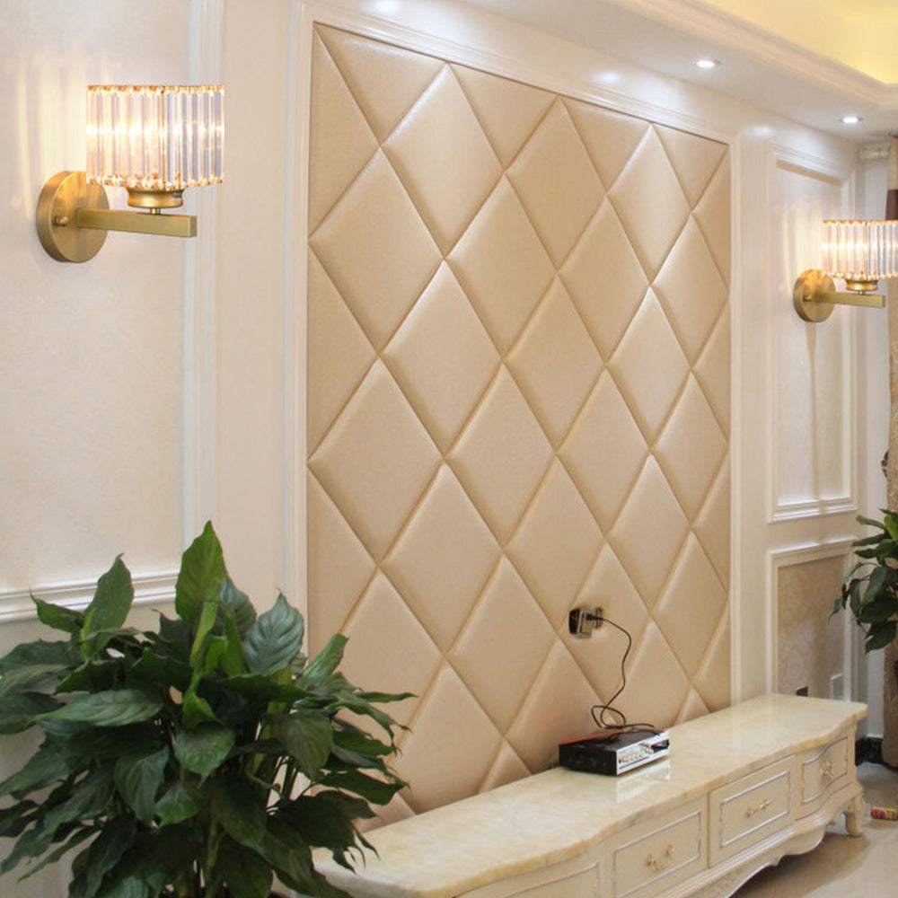 Modern Glass & Iron Wall Sconce, Crystal