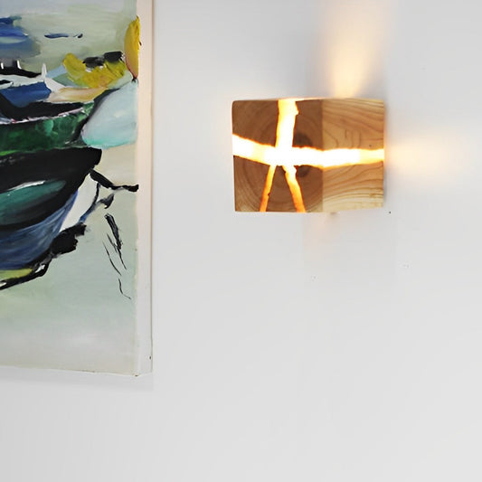 Ergové Wall Sconce Cracked Wood Grain Rustic Modern 3 Inch