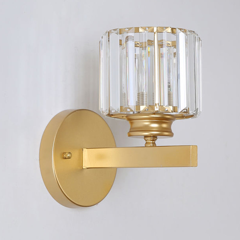 Modern Glass & Iron Wall Sconce, Crystal