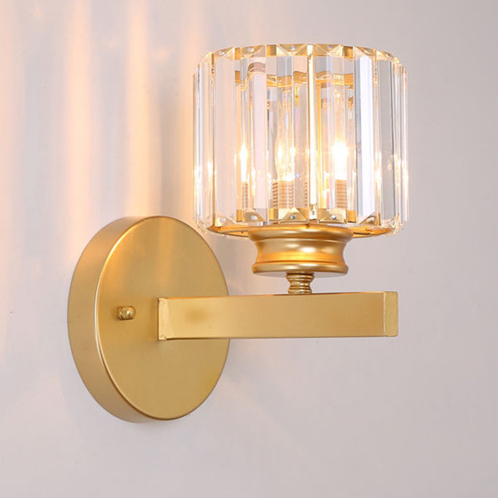 Modern Glass & Iron Wall Sconce, Crystal
