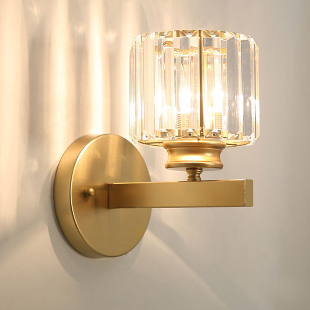 Modern Glass & Iron Wall Sconce, Crystal
