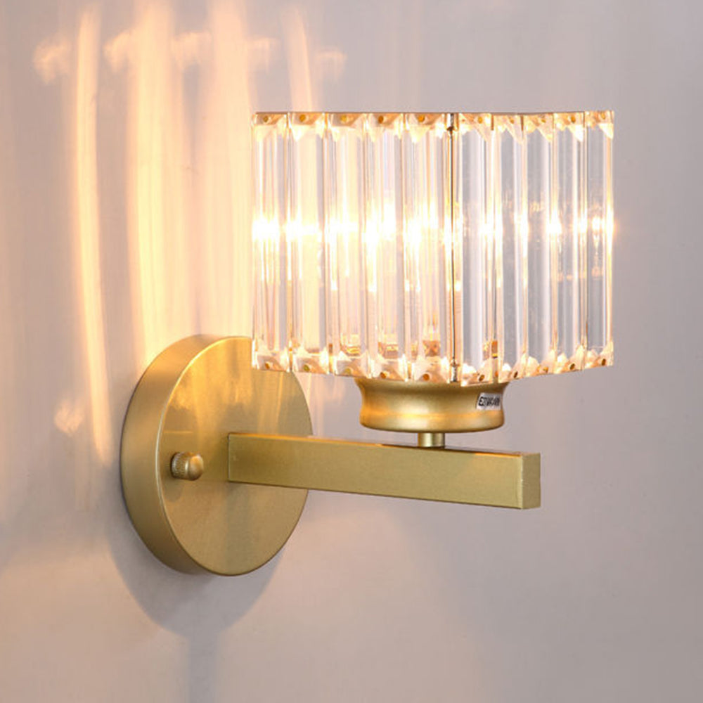 Modern Glass & Iron Wall Sconce, Crystal