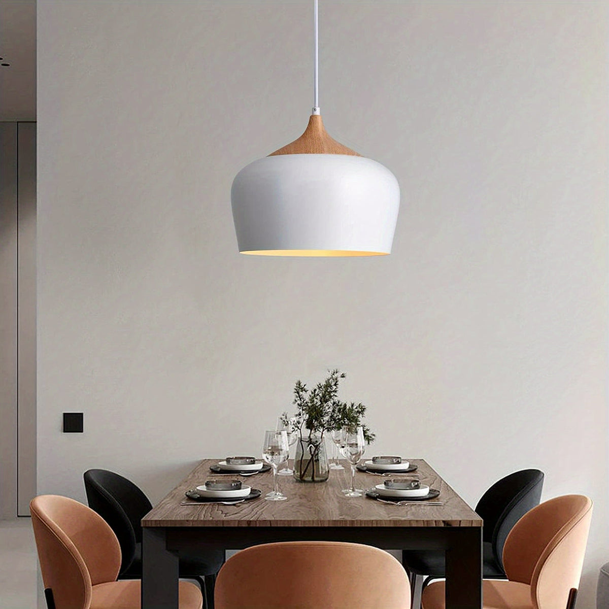 Iron & Wood Grain Scandi Pendant