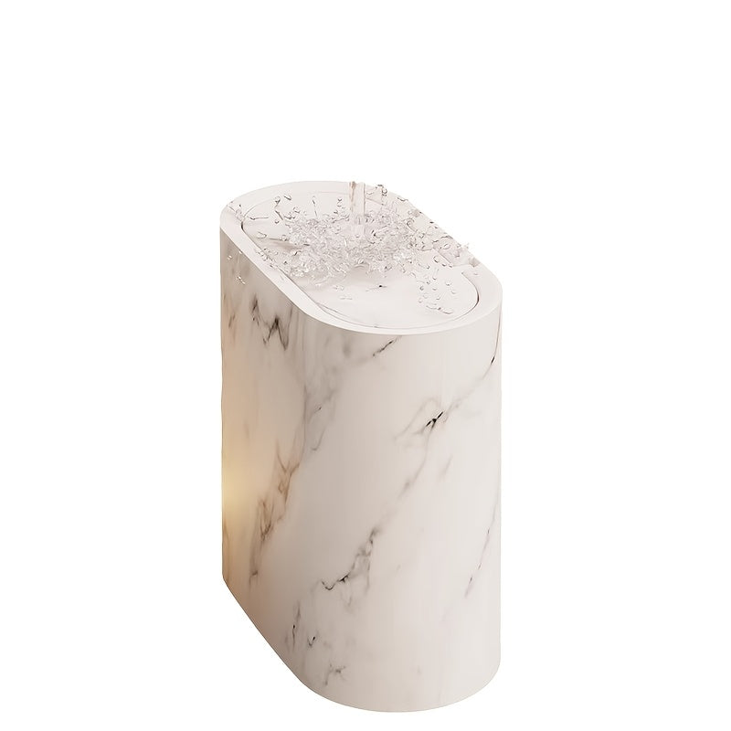 Marble-Finish Oval Bin with Lid