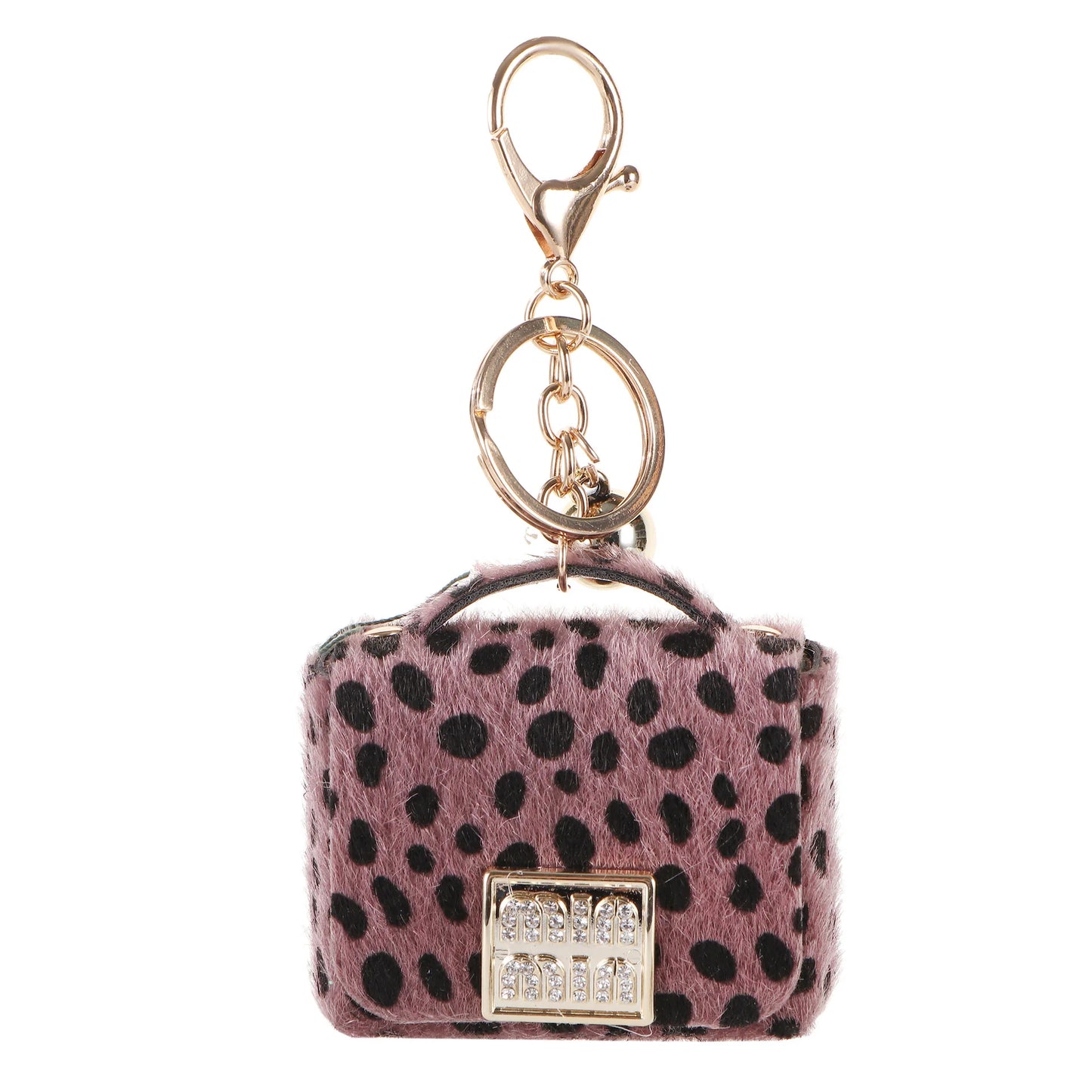 Leopard Print Mini Bag Charm Keychain
