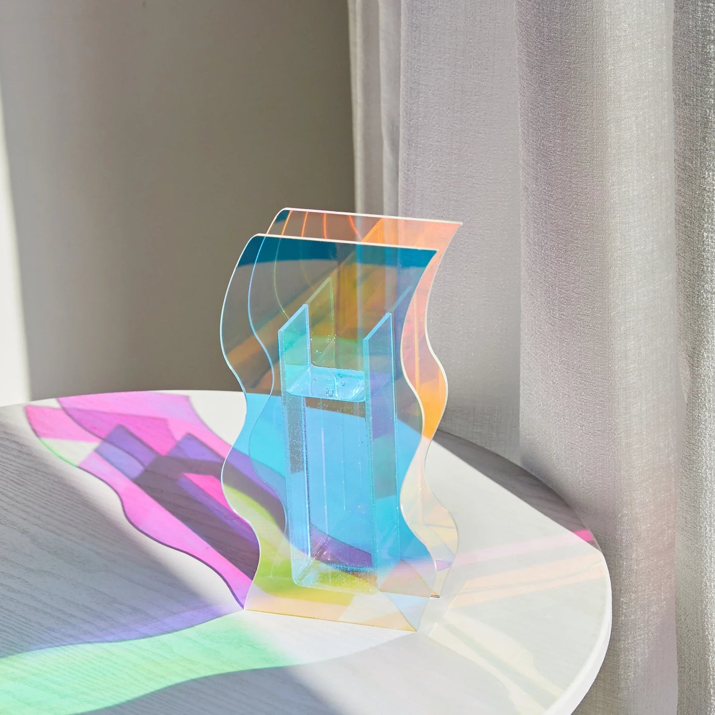 Acrylic Rainbow Geometric Tabletop Vase