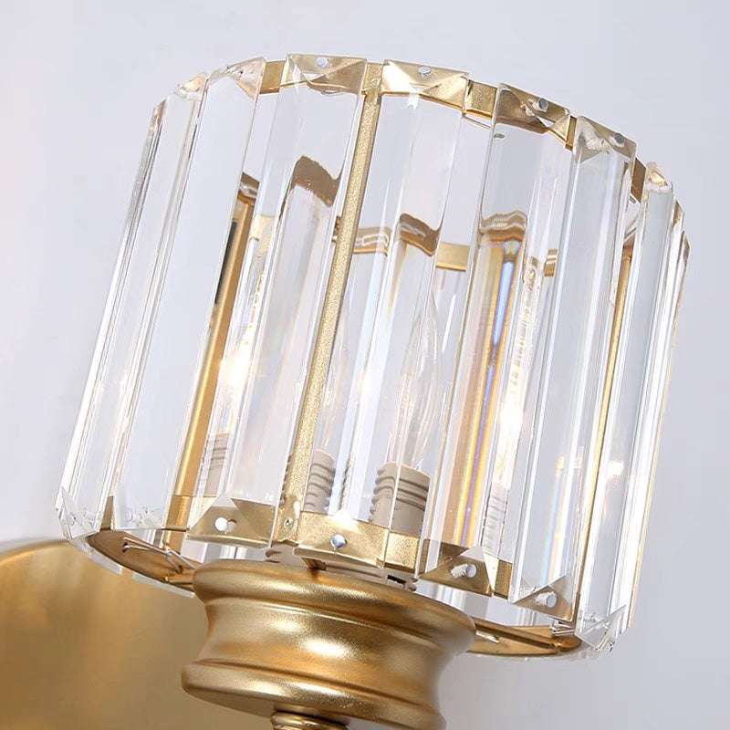 Modern Glass & Iron Wall Sconce, Crystal