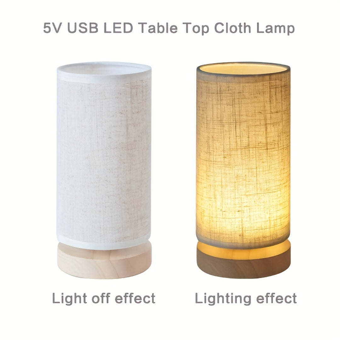 USB Wooden Bedside Table Lamp