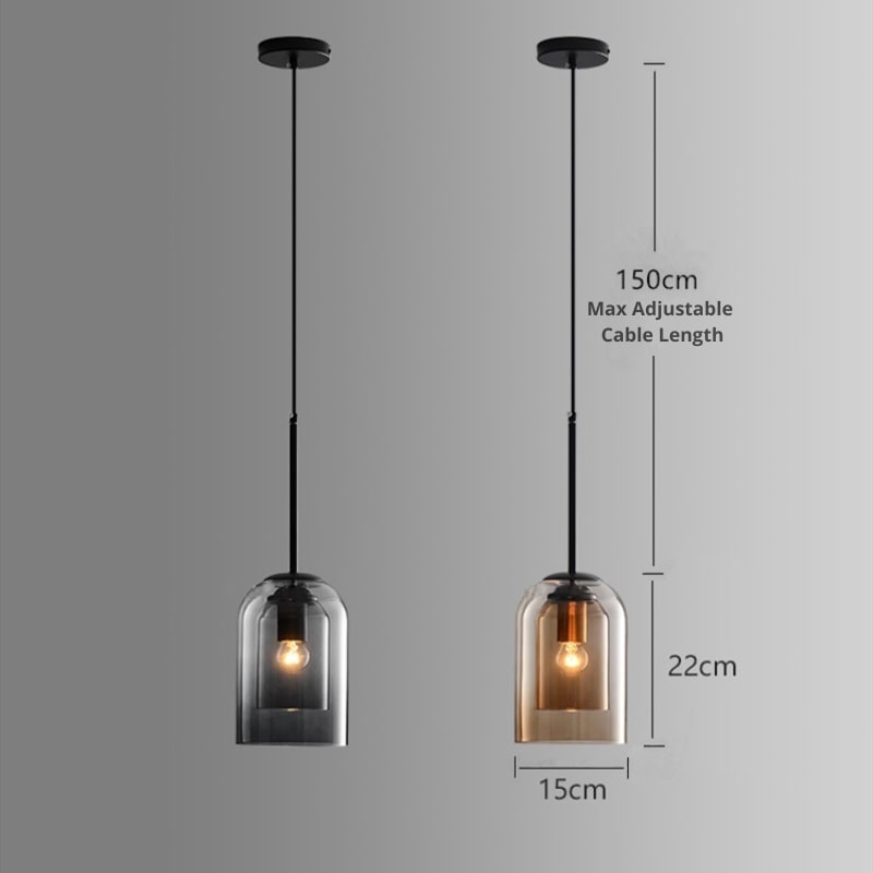Mica Mid-Century Double Glass Pendant