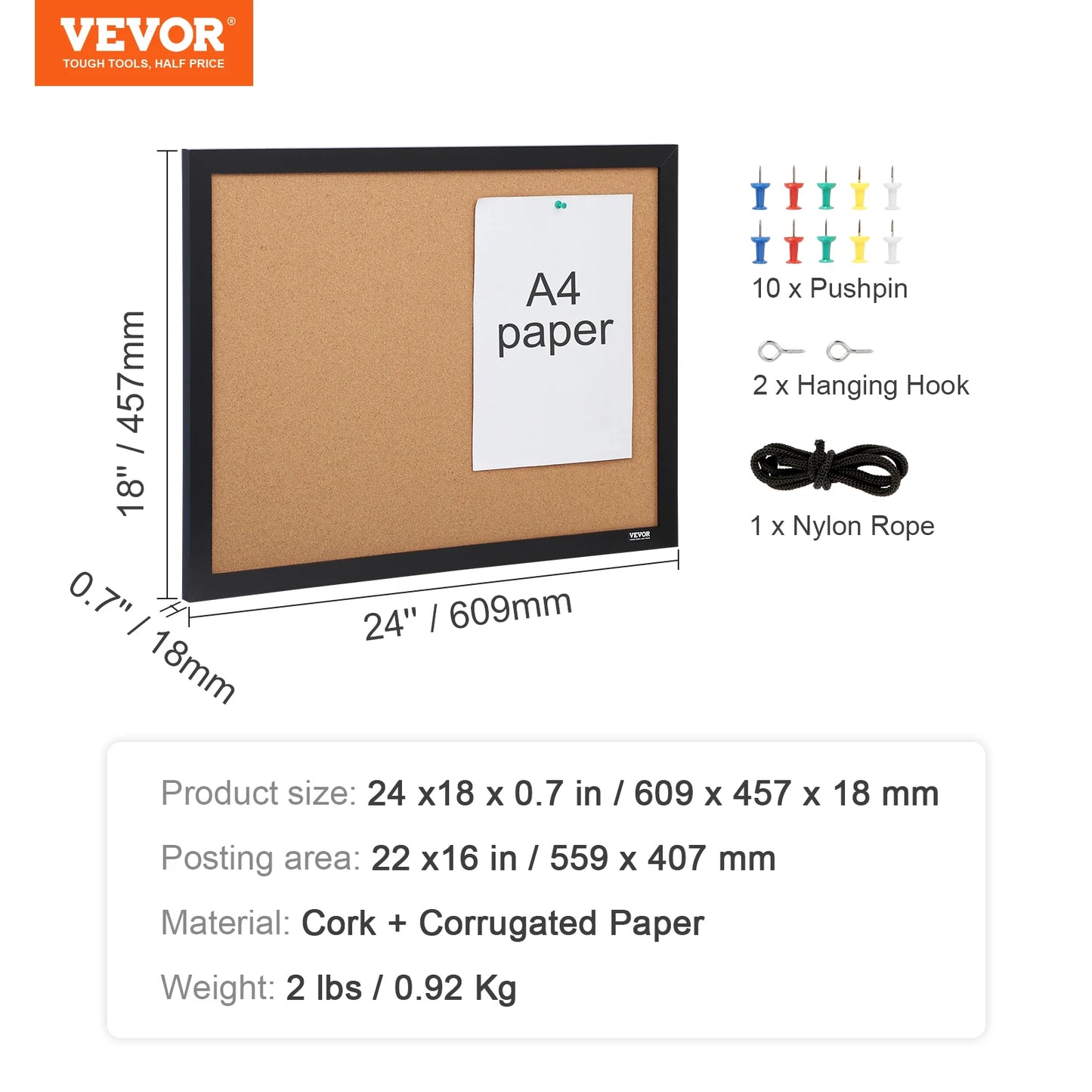 VEVOR MDF Cork Board with Sticker Frame
