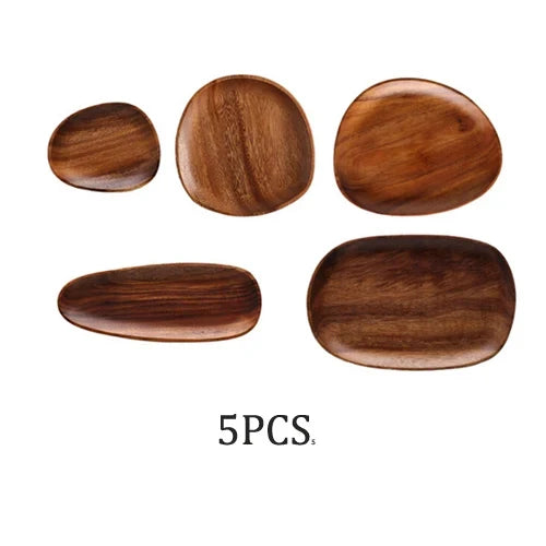 5-Pc Acacia Wood Oval Serving Trays