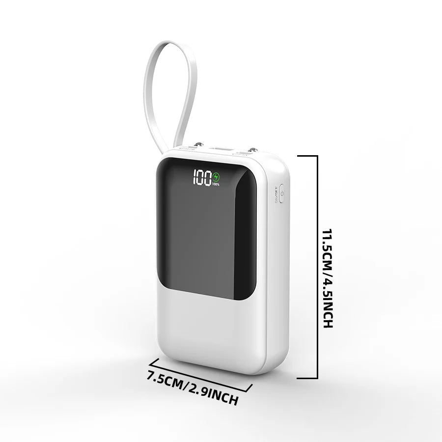 Large Capacity Power Bank with Built-In Cable