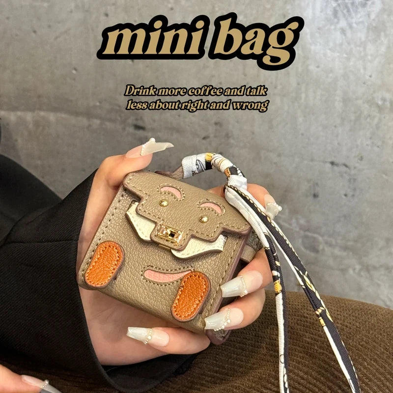Mini PU Leather Earbud Case Charm