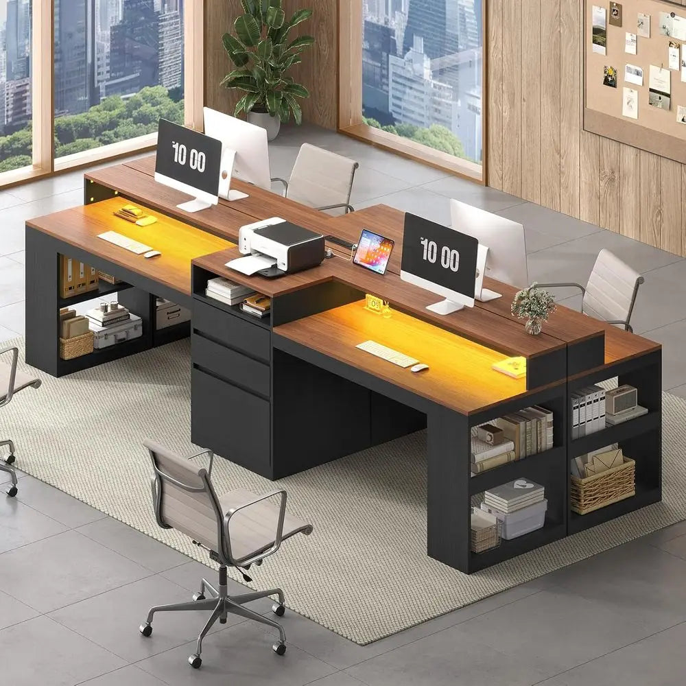 Dual-Person LED Computer Desk
