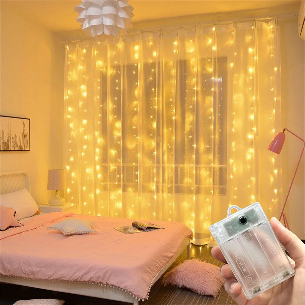 Battery LED Curtain Lights | Warm Fairy Window Garland