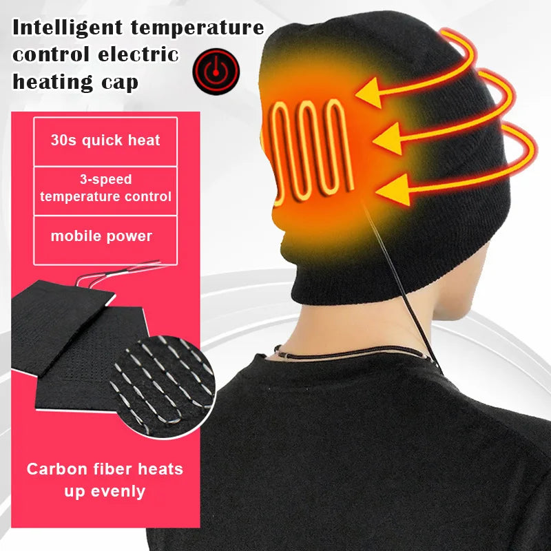 USB Heated Beanie | 3 Heat Levels, Washable Knit Hat