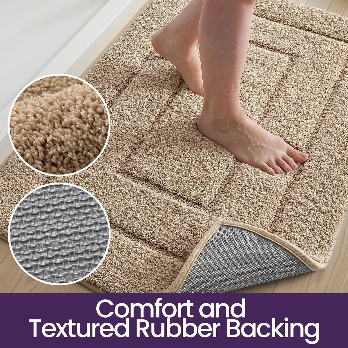 Ergové Bath Mat Polyester TPR Backing 5 Colors 3 Sizes