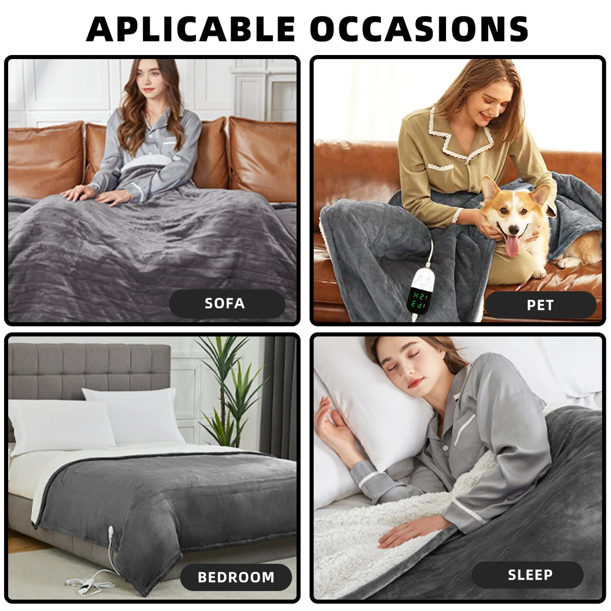 Electric Heated Throw Blanket | 50 x 60 in, 6 Heat Levels, 4-Hour Auto-Off