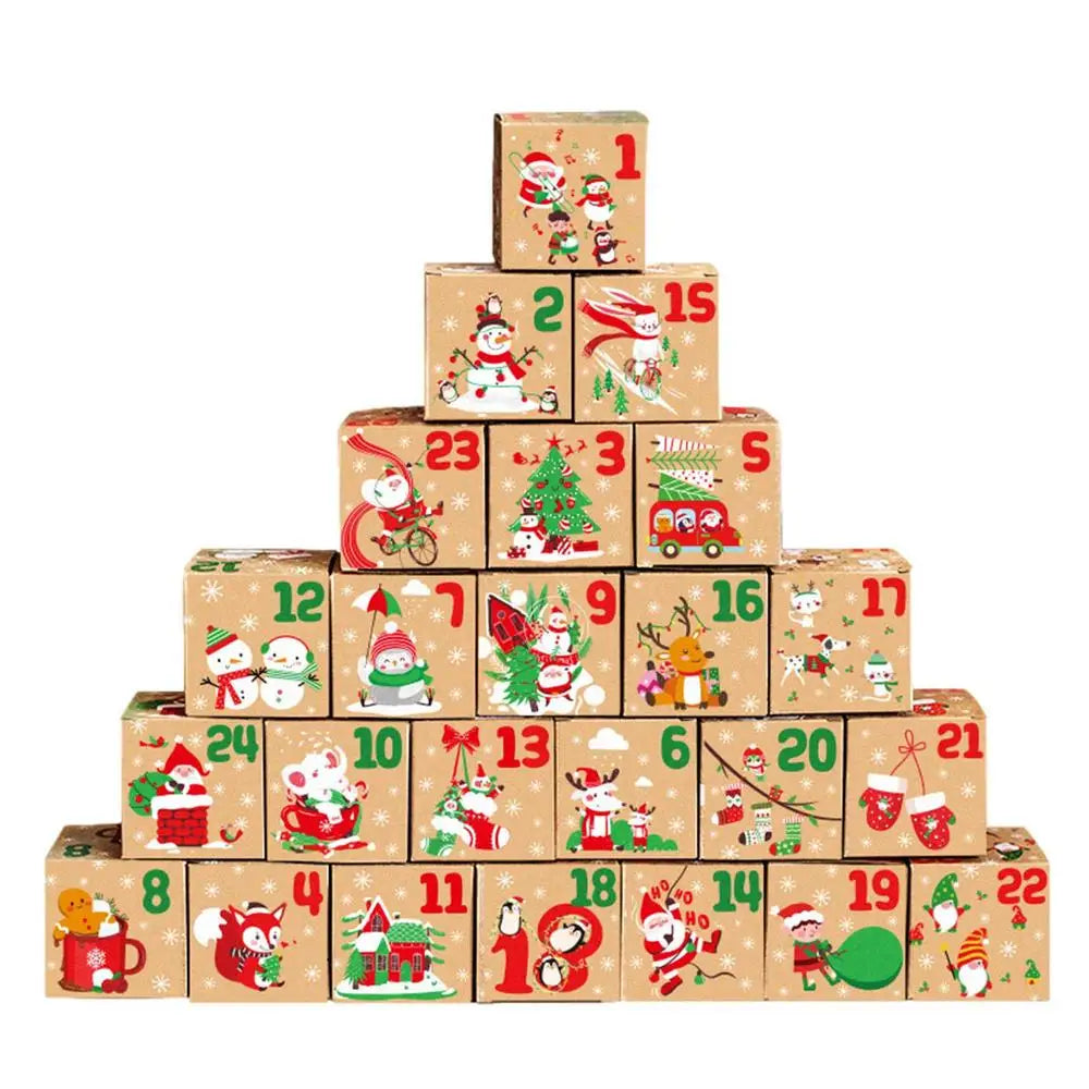 DIY Advent Calendar Boxes | 24 Numbered Kraft Gift Boxes