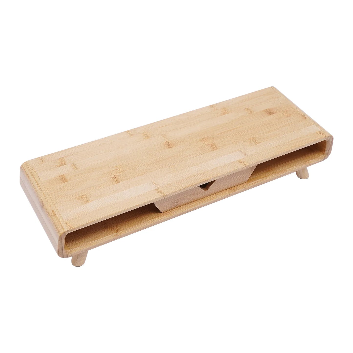 Bamboo Monitor Stand with Storage Drawer & Desk Organizer