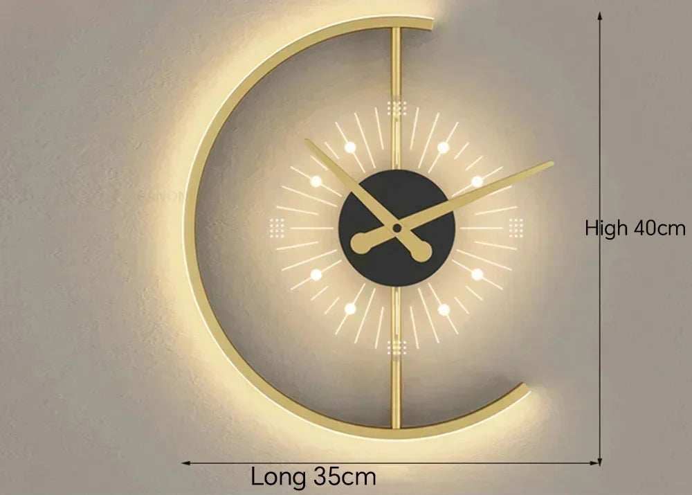 Lunaris Gold LED Wall Clock & Lamp