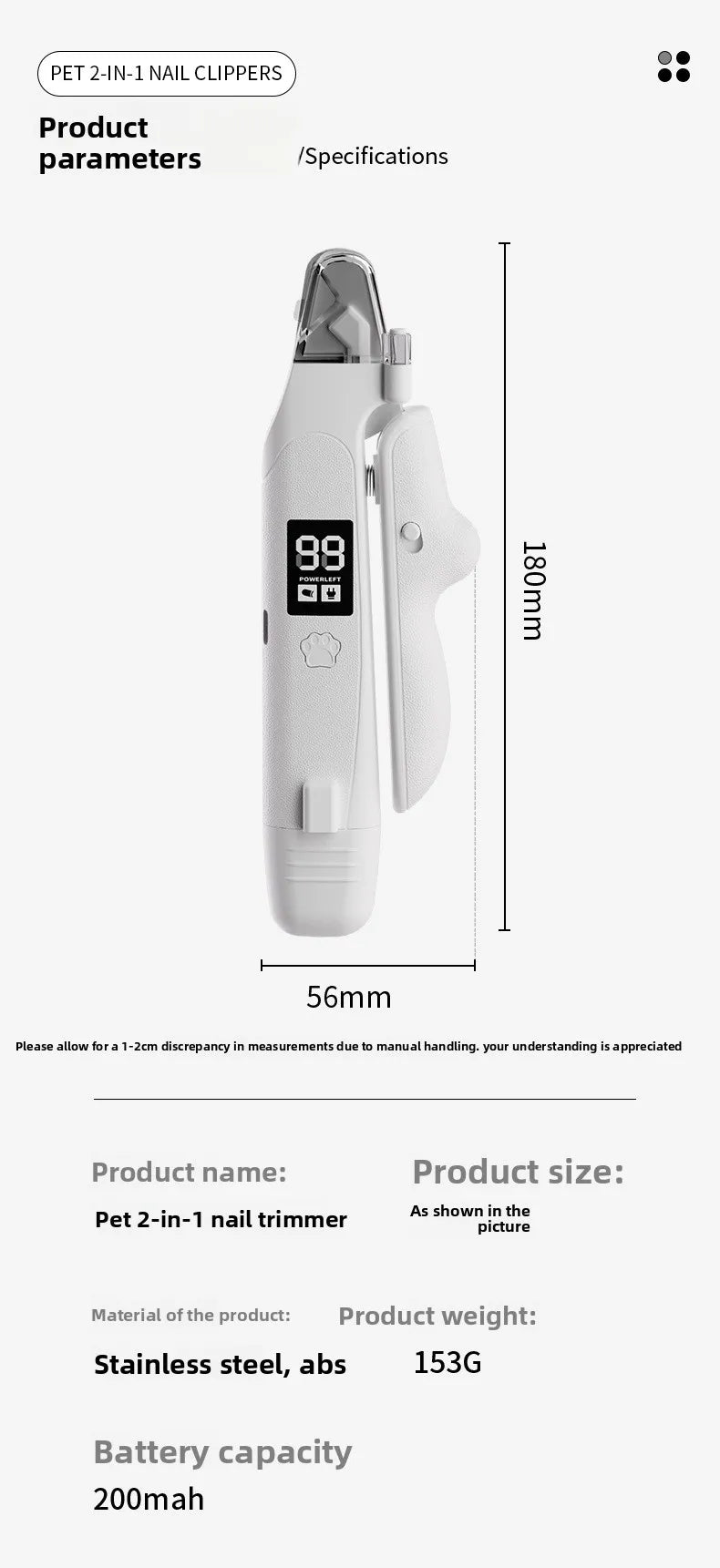 2-in-1 LED Pet Nail Clipper & Grinder