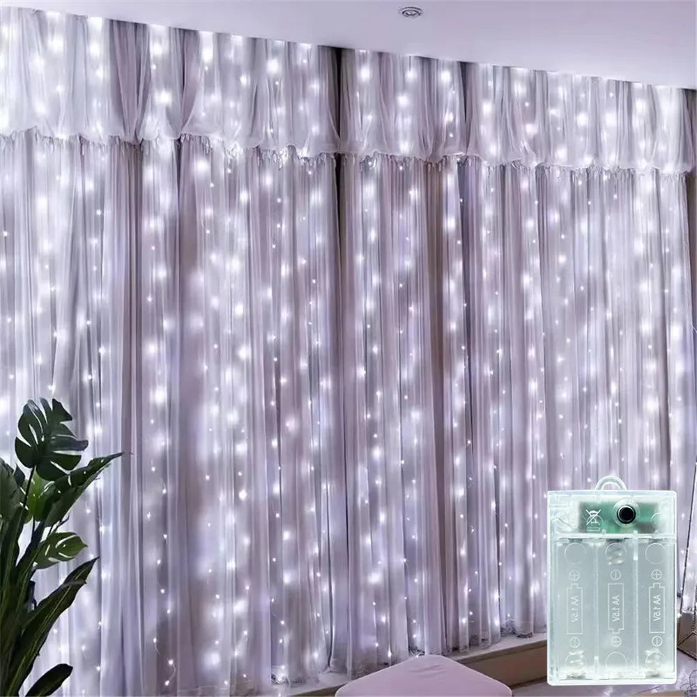 Battery LED Curtain Lights | Warm Fairy Window Garland