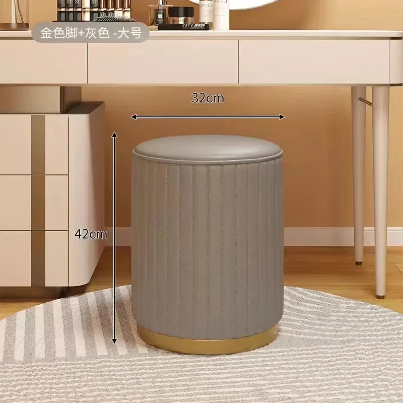 Round Storage Ottoman Stool