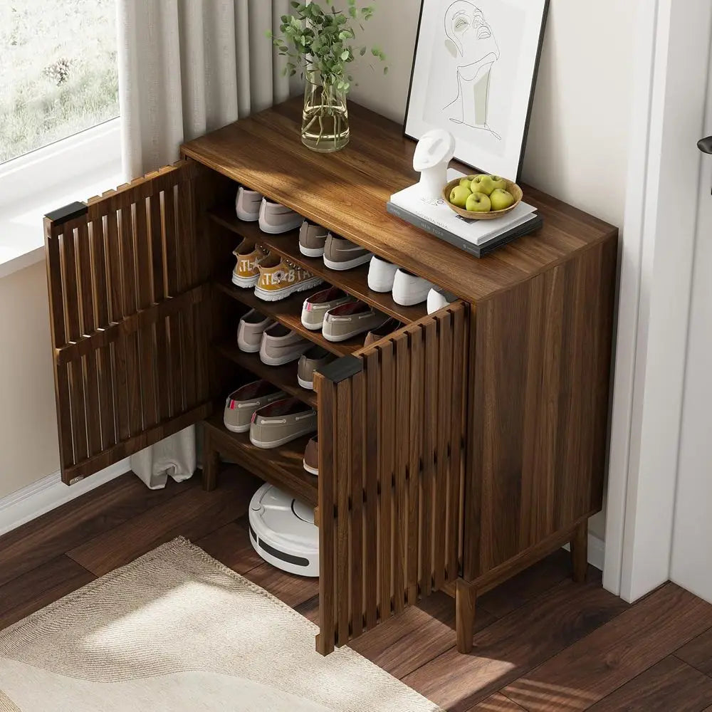 Ventilated Walnut Shoe Cabinet