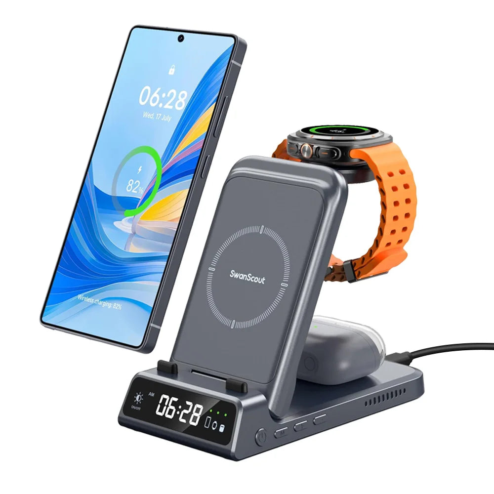 ChronoCharge Foldable 3-in-1 Wireless Charging Station
