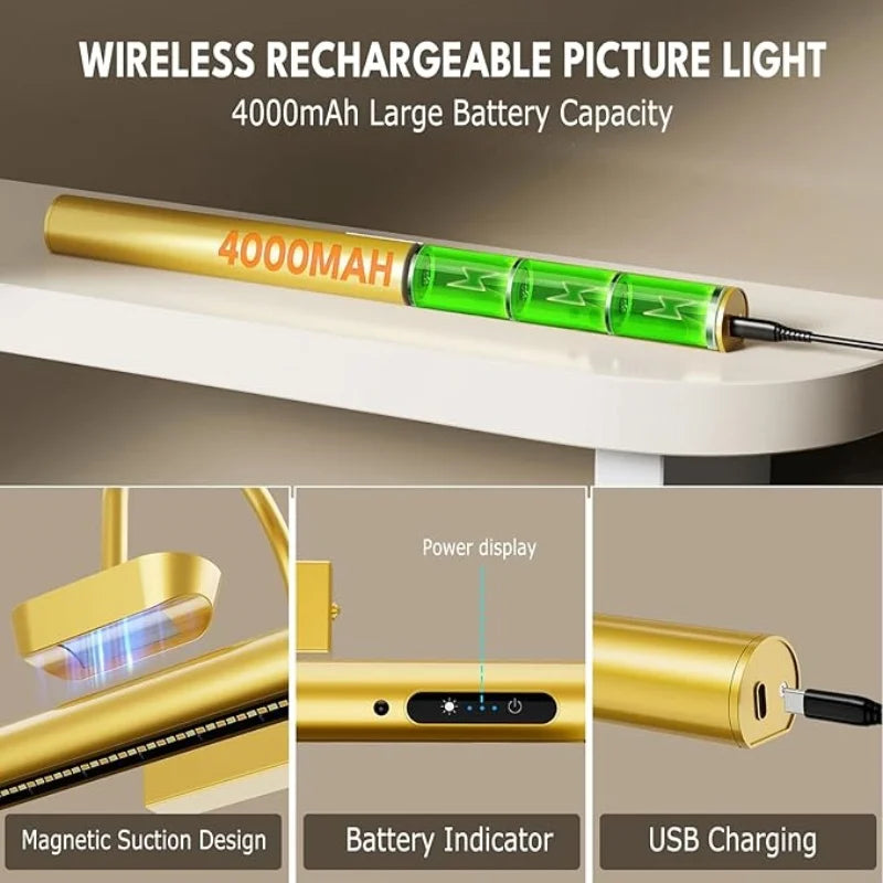 Ergové Picture Light Aluminum Wall-Mounted Gold 330mm