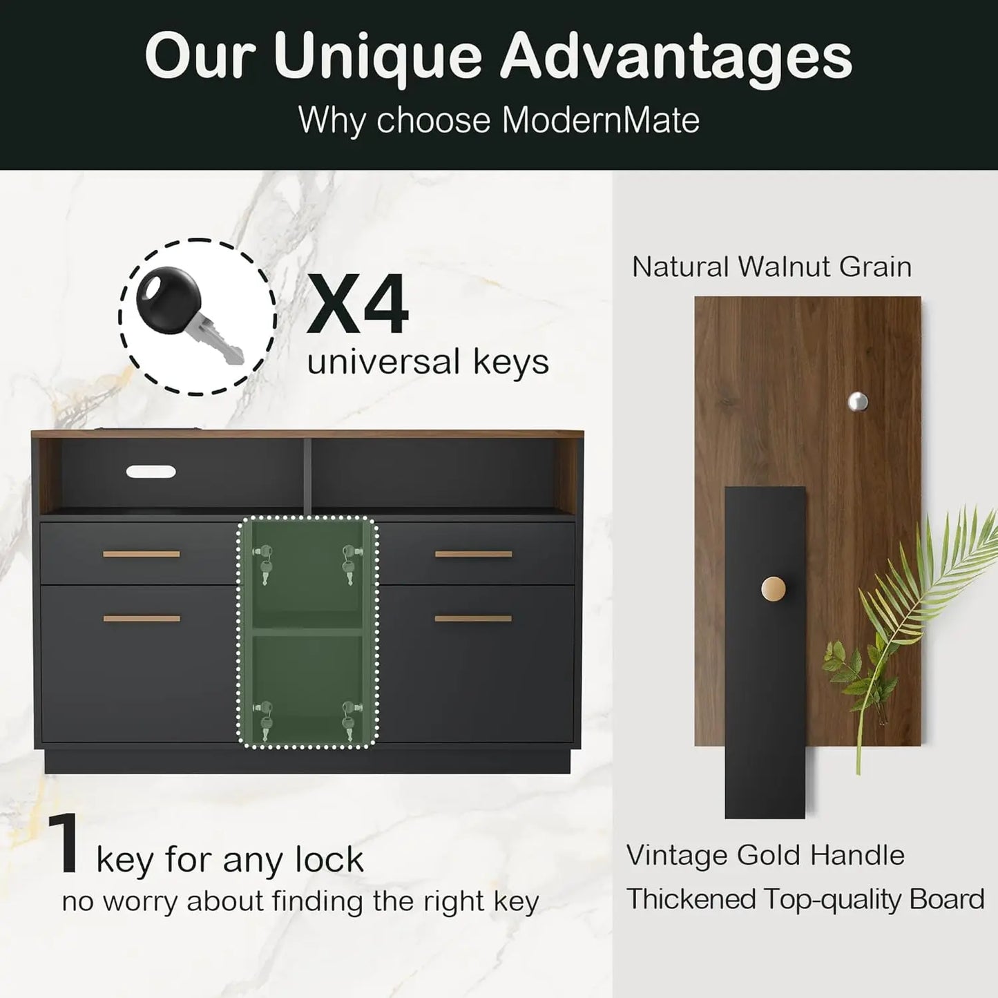 Westvale Filing Cabinet with Charging Station & Adjustable Storage