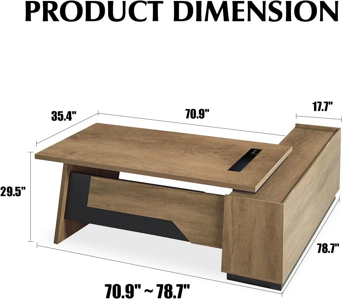 Executive L-Shaped Wooden Office Desk with Storage Cabinet