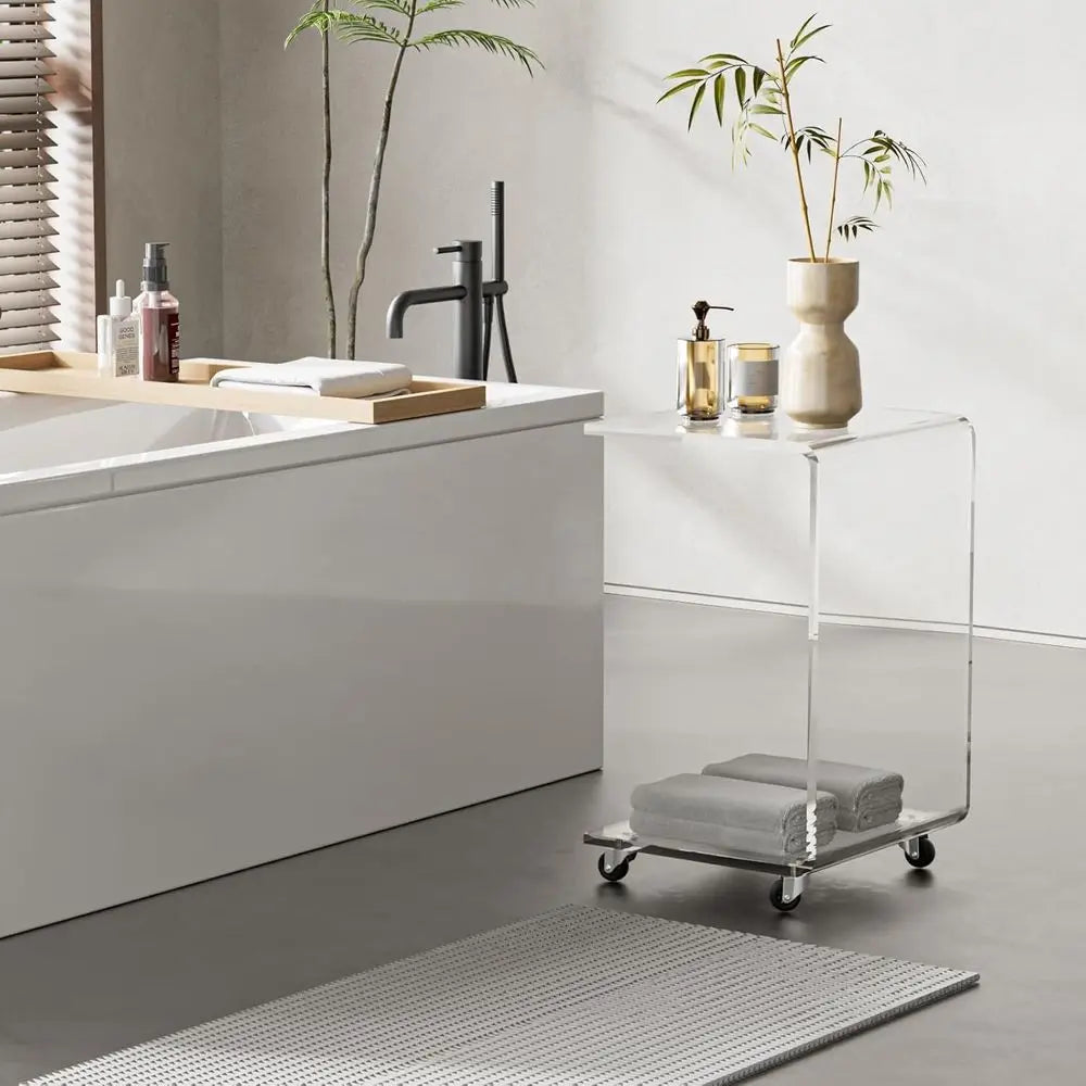 Acrylic Rolling Side Table