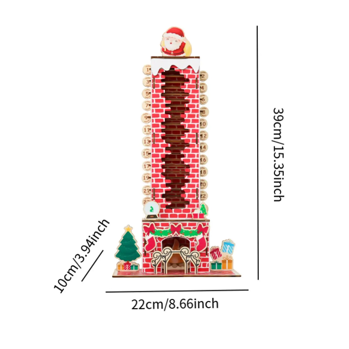 Wooden Fireplace Advent Calendar | Santa Tabletop Christmas Countdown