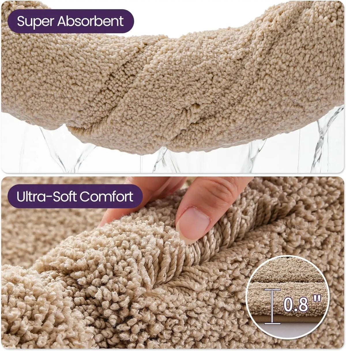 Ergové Bath Mat Polyester TPR Backing 5 Colors 3 Sizes
