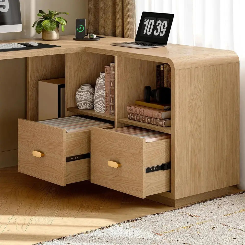 L-Shaped Executive Desk with USB