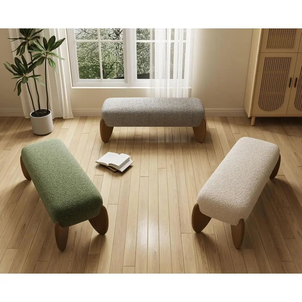 Scalloped-Leg Upholstered Bench