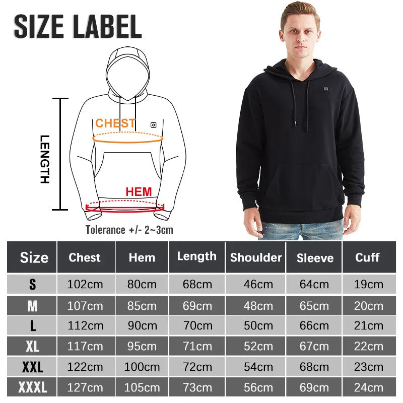 USB Heated Hoodie | 5 Heat Levels, Power Bank Pocket