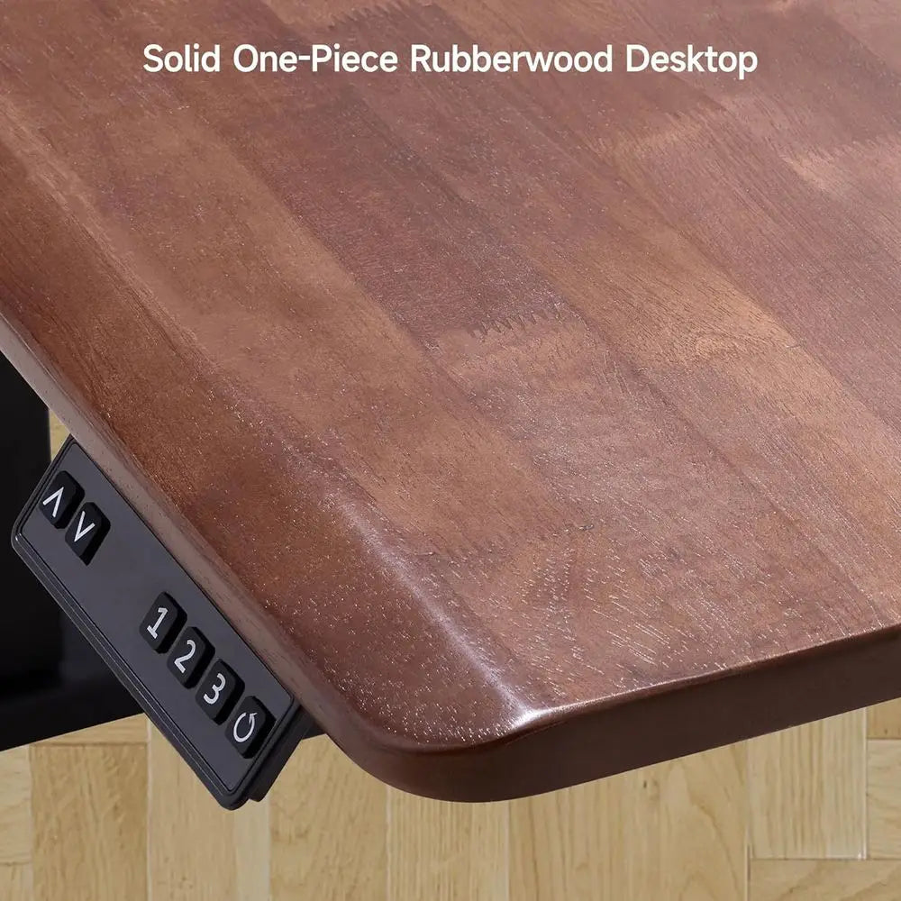 Solid Dark-Stained Wood Standing Desk