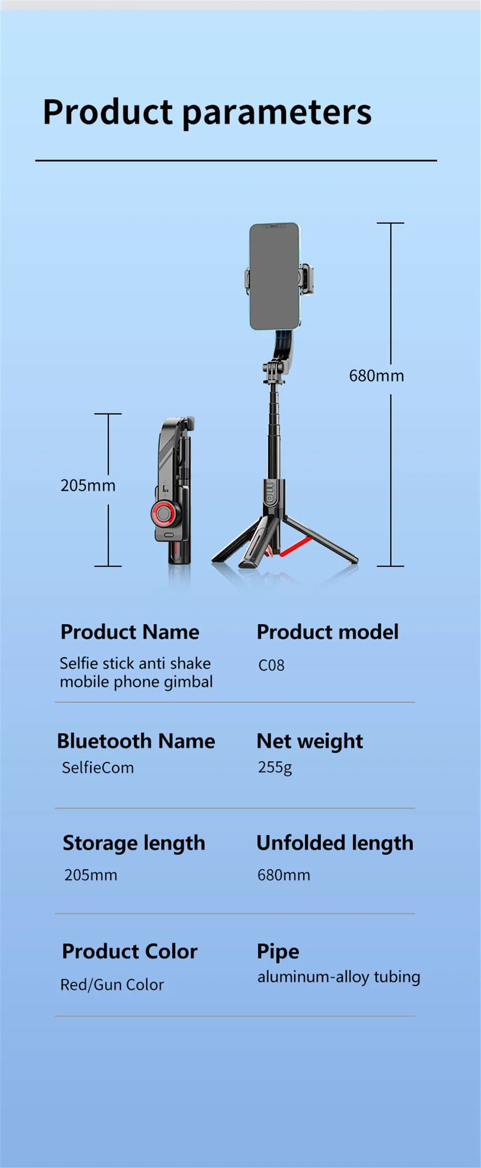 Wireless Bluetooth Gimbal Tripod