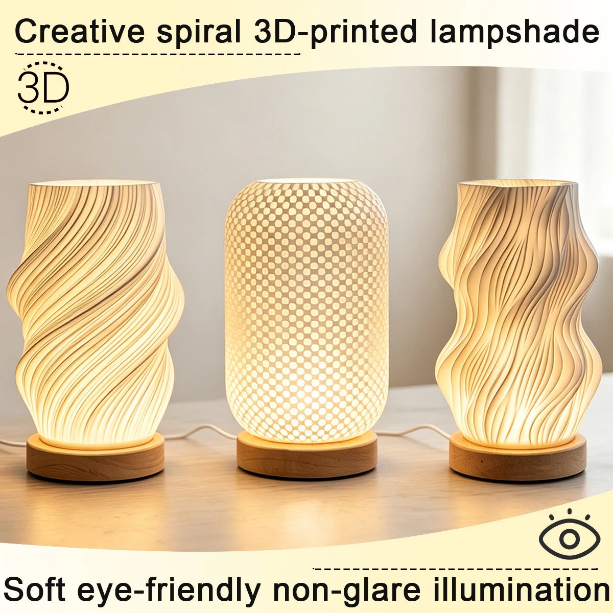 Ergové Spiral Textured LED Table Lamp USB Dimmable