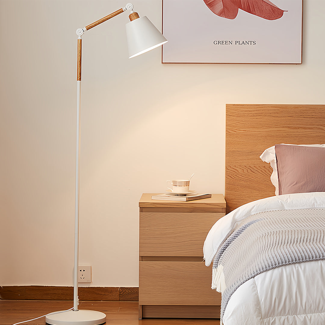Ergové Japandi Swing Arm Floor Lamp Iron Adjustable Black or White