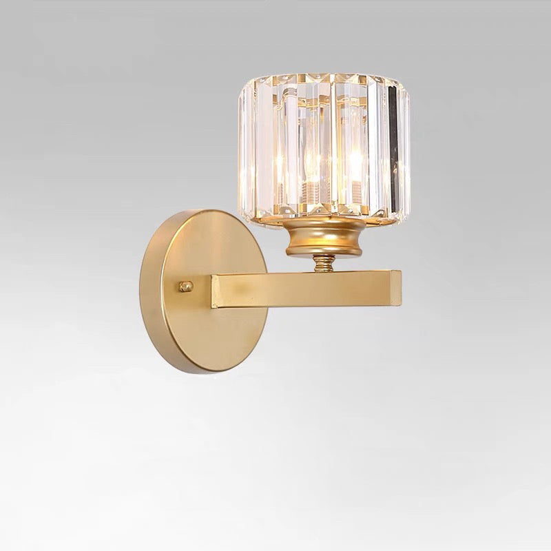 Modern Glass & Iron Wall Sconce, Crystal
